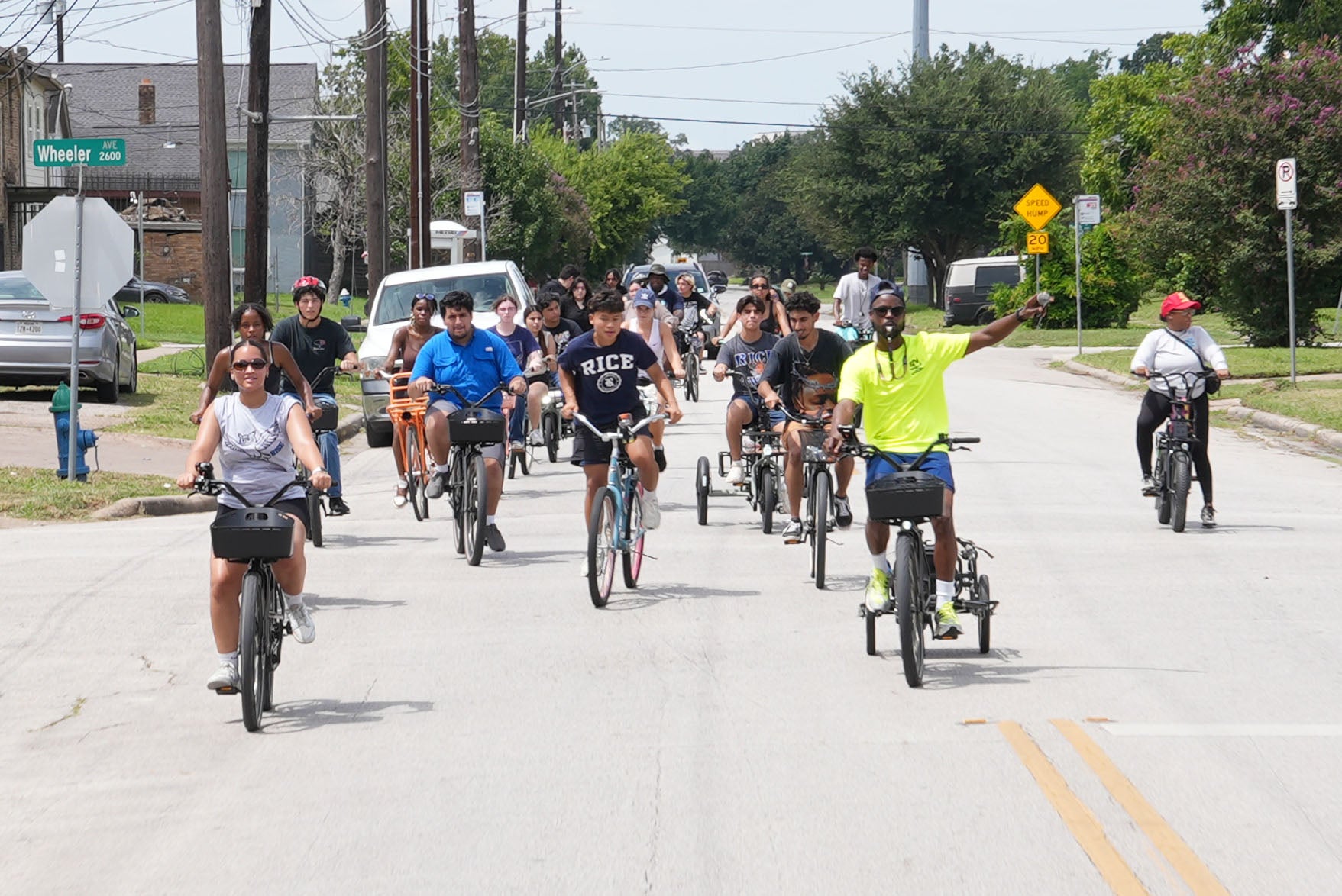 The RISE 2025 cohort taking a bike tour of Houston's historic Third Ward