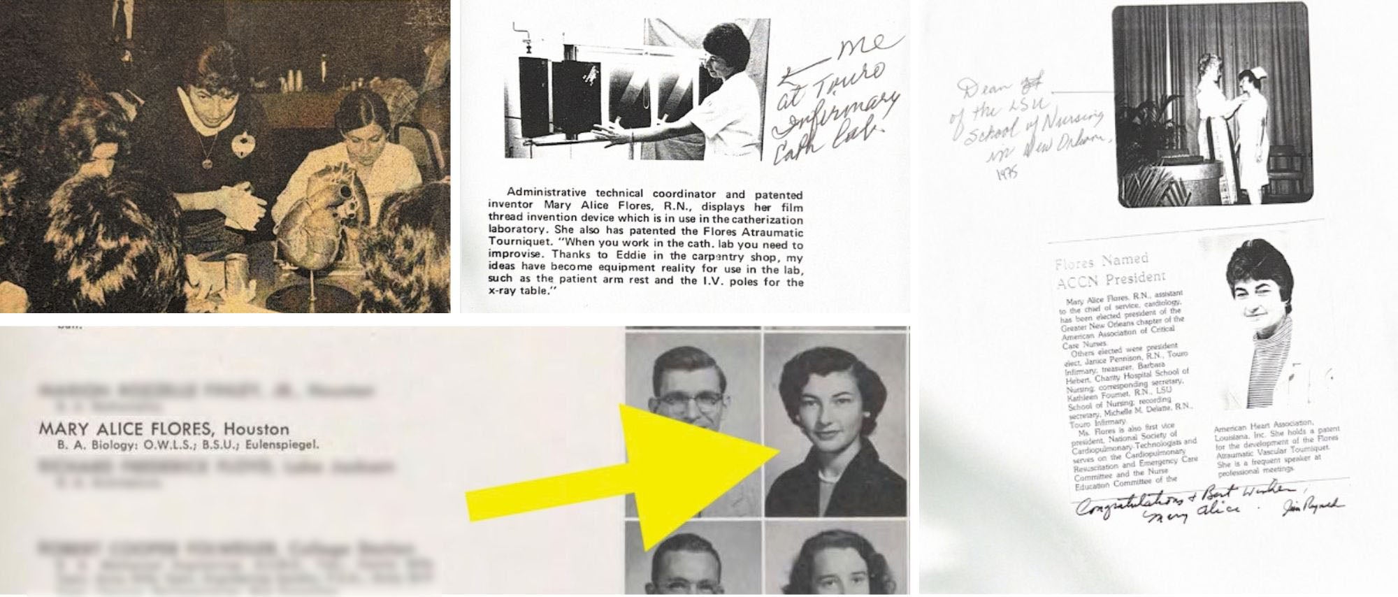 Yearbook and article photos of Mary Alice Flores