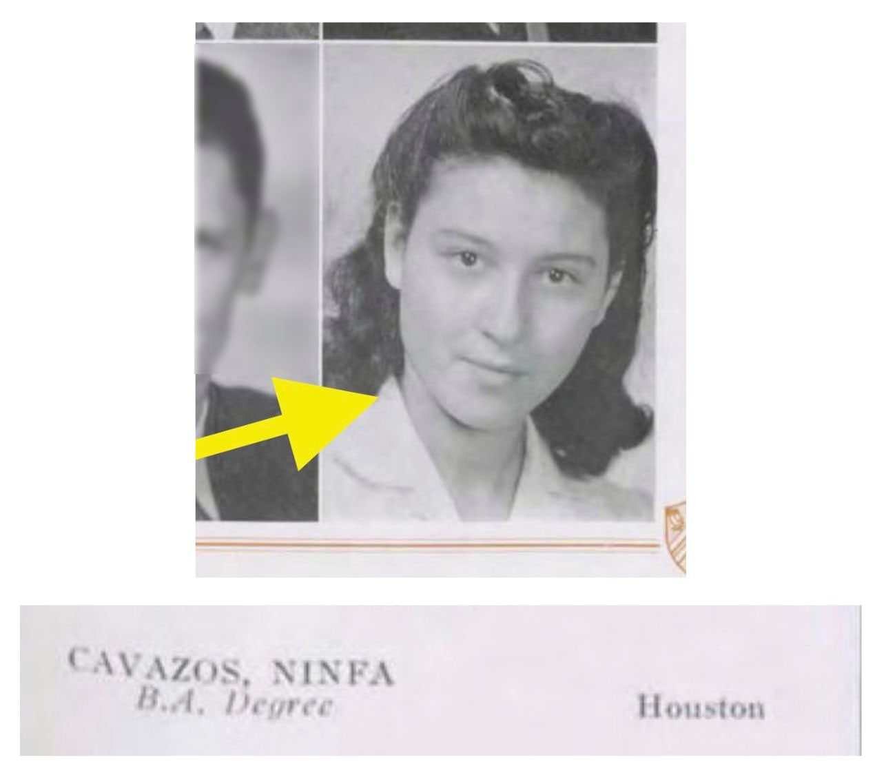 Yearbook photo of Ninfa Cavazos
