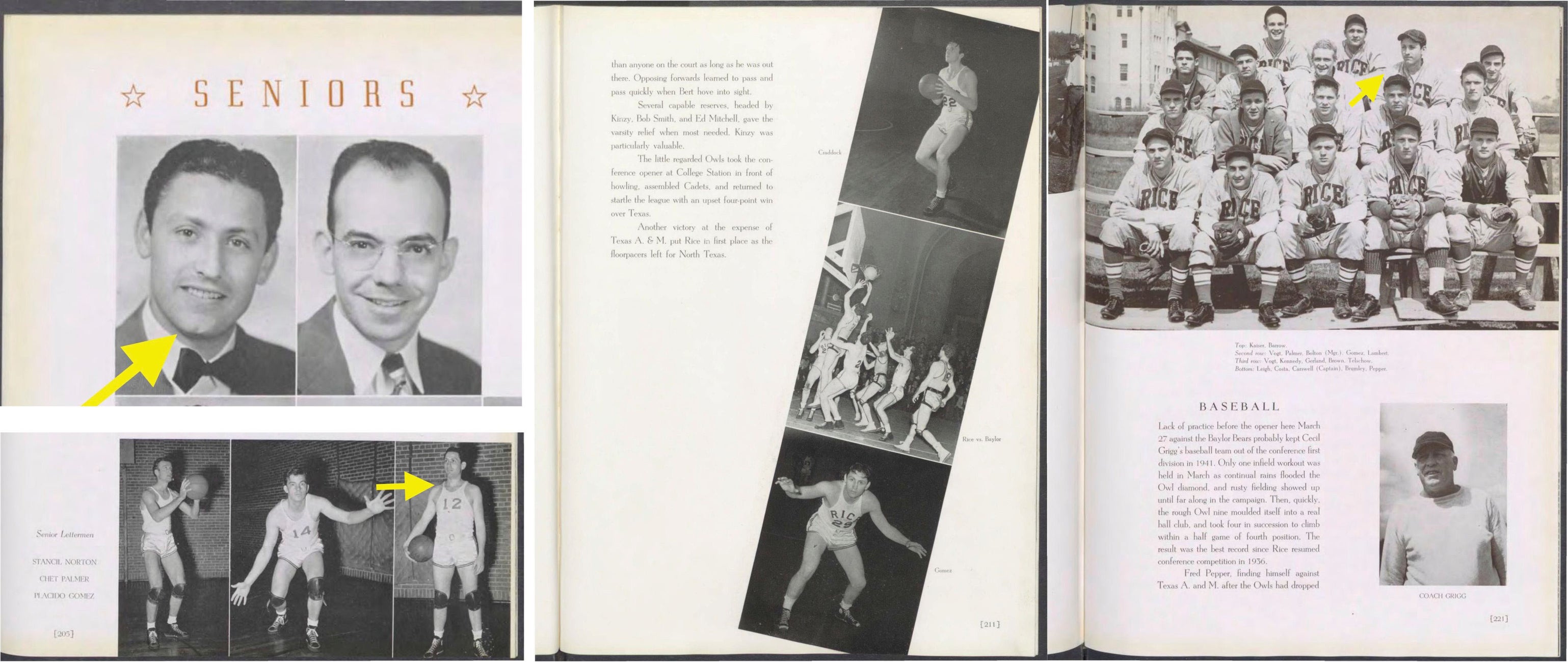 Yearbook collage of Placido Gomez