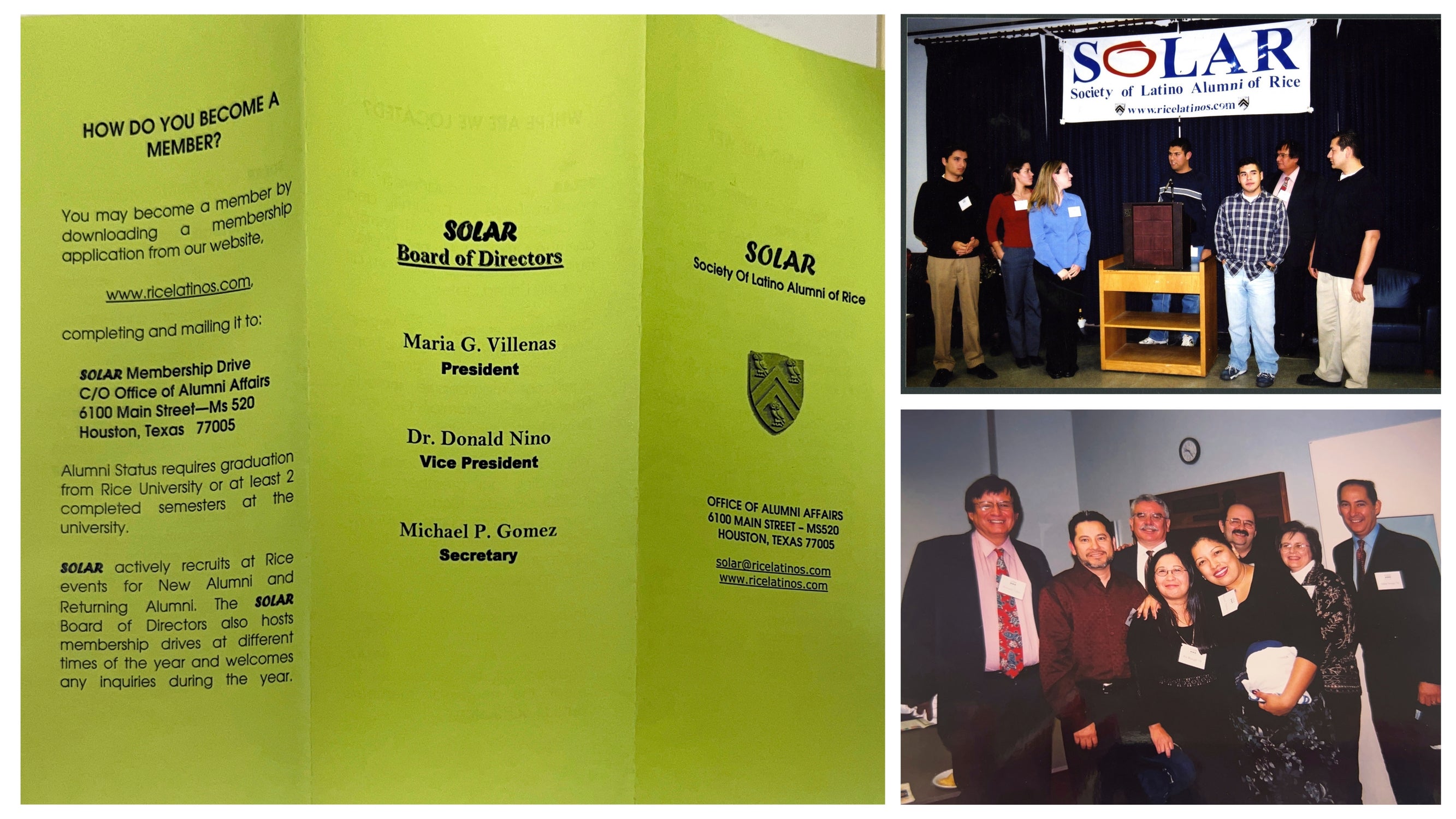 Photo collage showing a SOLAR booklet and group photos of SOLAR from the 2000s