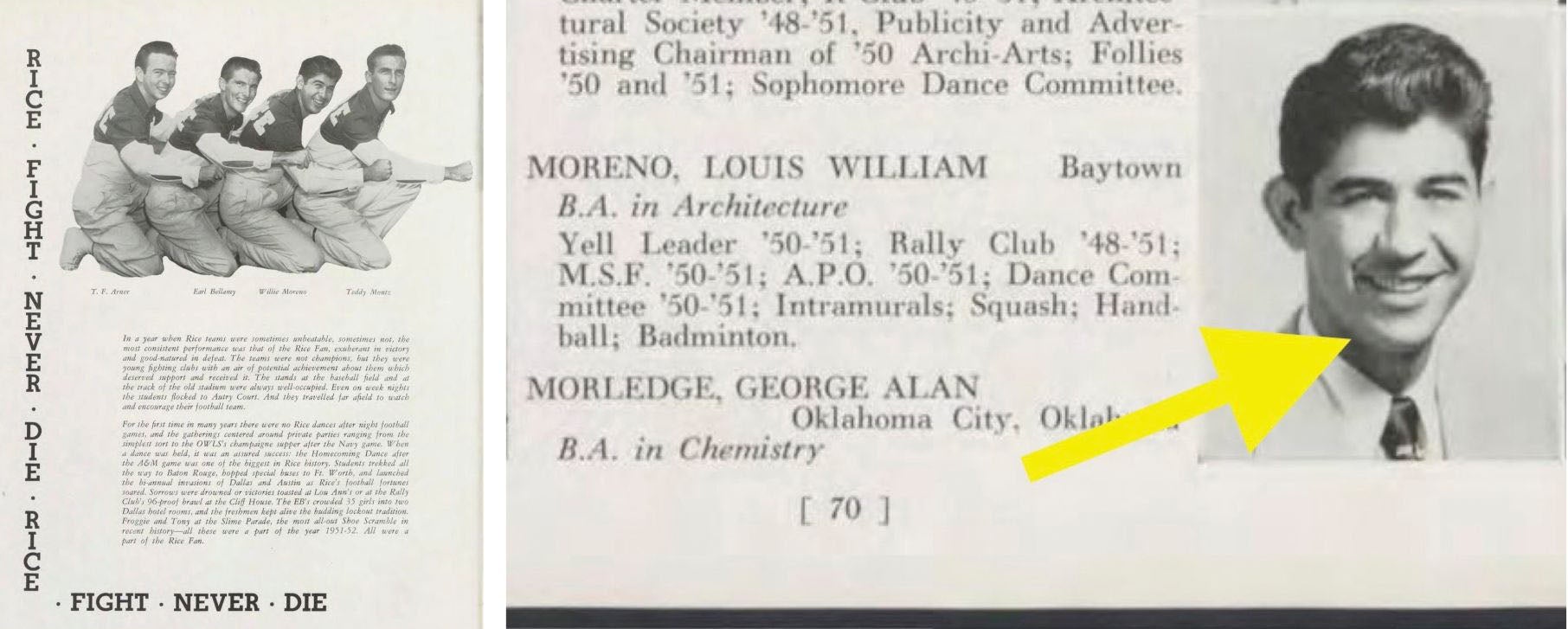 Yearbook collage of Willie Moreno